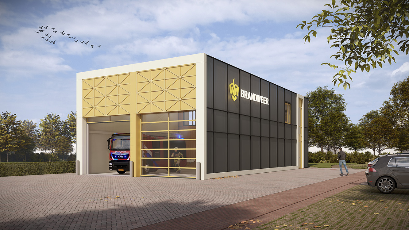 Start bouw kazernes Noordoostpolder 1 JOUS nieuwbouw brandweerkazerne locatie Ens impressie bb